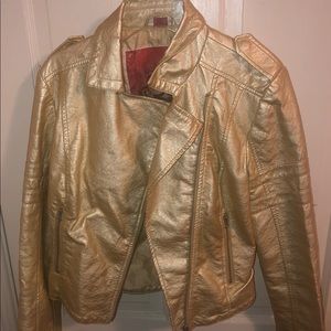 Gold Faux Leather Jacket